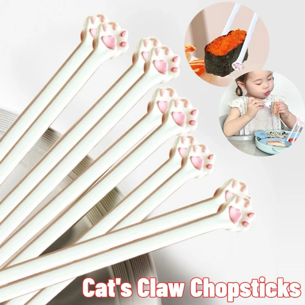 New Cat Paw Chopsticks For Baby Kids Beginners With Strong Practicality Fixture Non-Slip Baby Eating Helper Dishe Dinner Kitchen