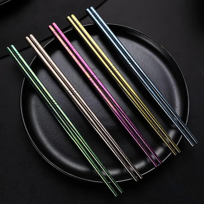 5 Pairs Pure Titanium Chopsticks Set With Gift Case Reusable Non-slip Chopsticks Korean Food Sushi Sticks Chopsticks Home Party