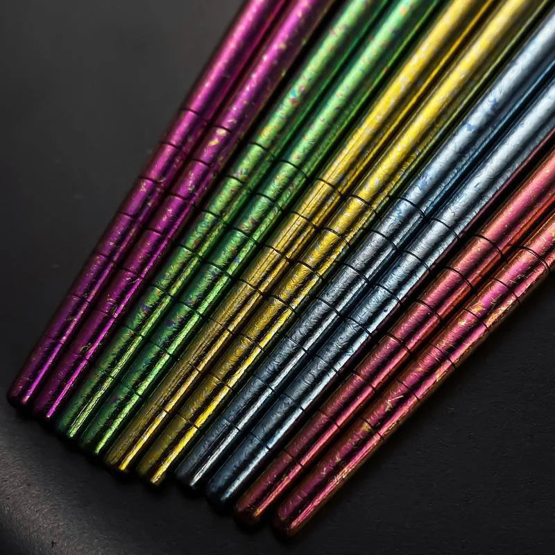 5 Pairs Pure Titanium Chopsticks Set With Gift Case Reusable Non-slip Chopsticks Korean Food Sushi Sticks Chopsticks Home Party
