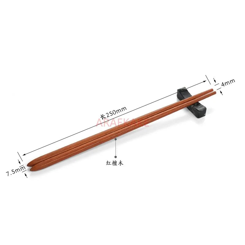 10 pairs of red sandalwood chopsticks set for household use, resistant to mold, no paint, no wax, solid wood, non slip
